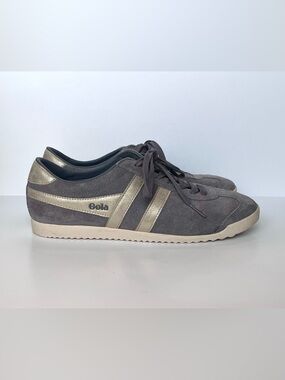 GOLA Classics Bullet Mirror Sneakers Ash Grey Gold Retro Suede Women’s Size 8